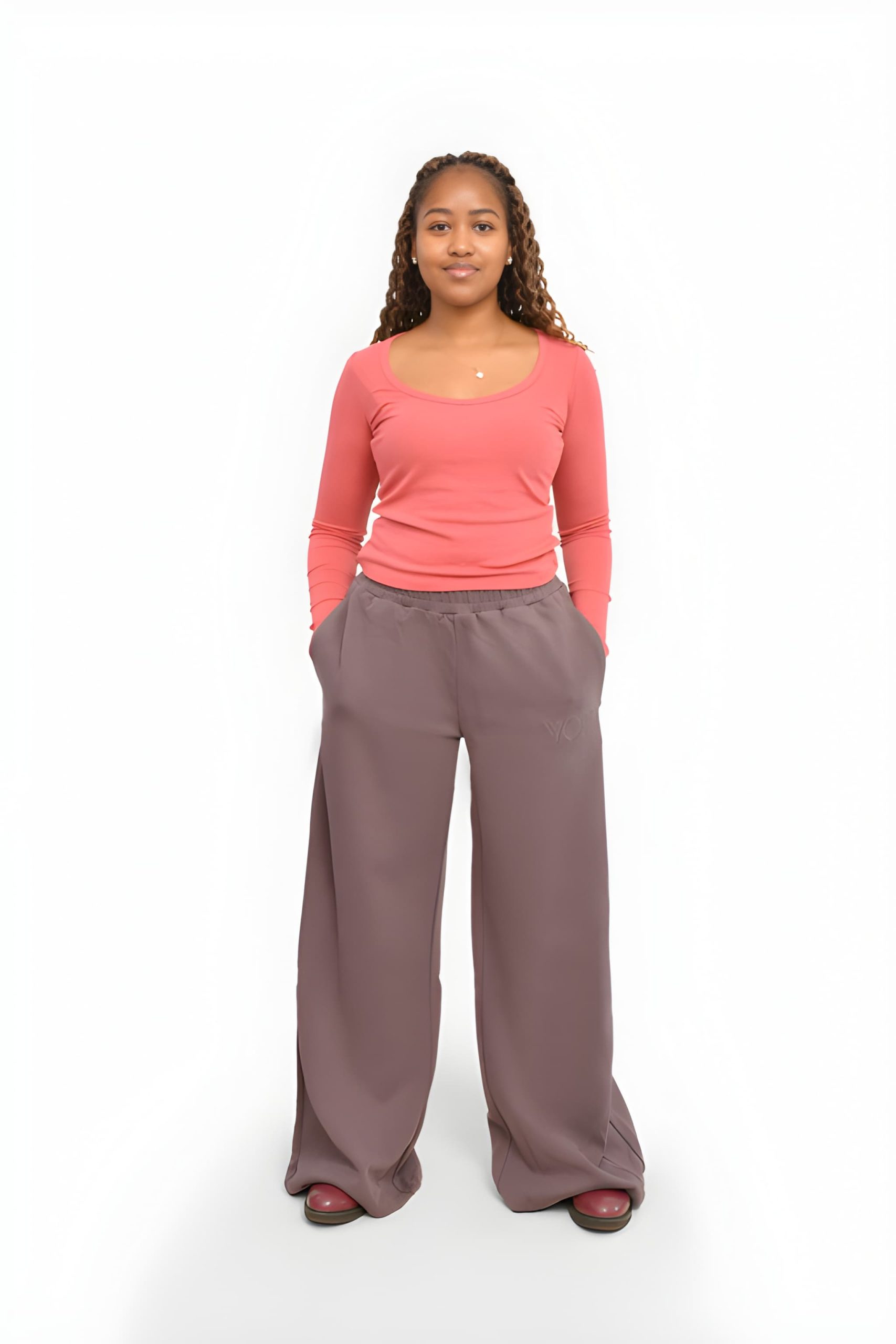 The Wide-Leg Coral & Mauve Set