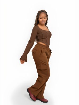 The Brown Ribbed Corset Top