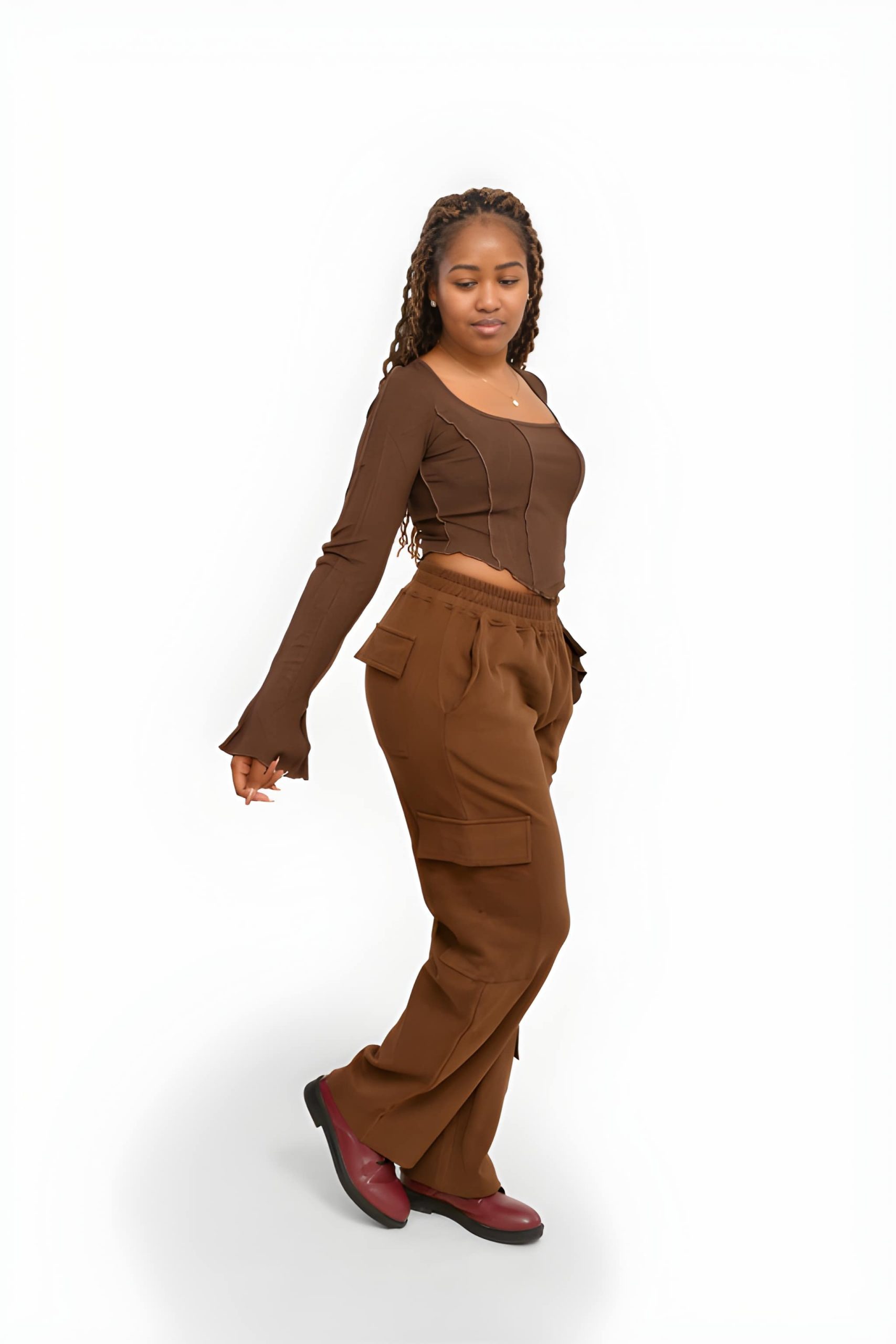 The Brown Ribbed Corset Top