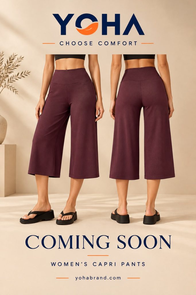 YOHA Activewear Burgundy Capri Leggings Coming Soon Back View